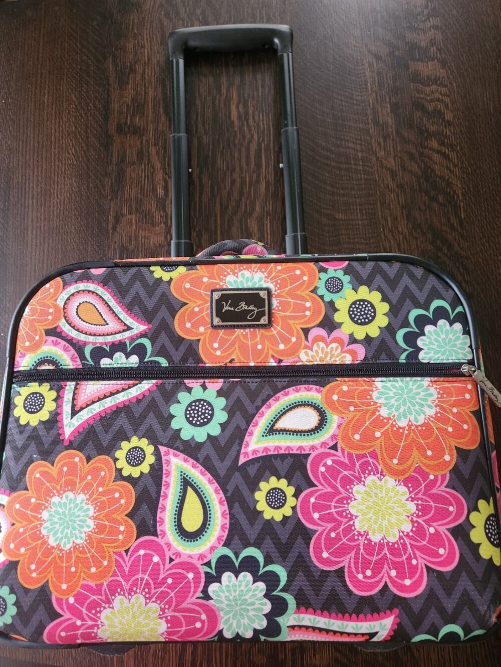 Vera Bradley Retired Ziggy Zinnia Rolling Luggage Carry-on Laptop EUC $110